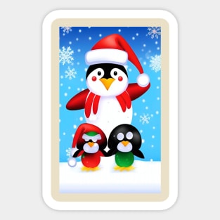 Penguins at Christmas Sticker